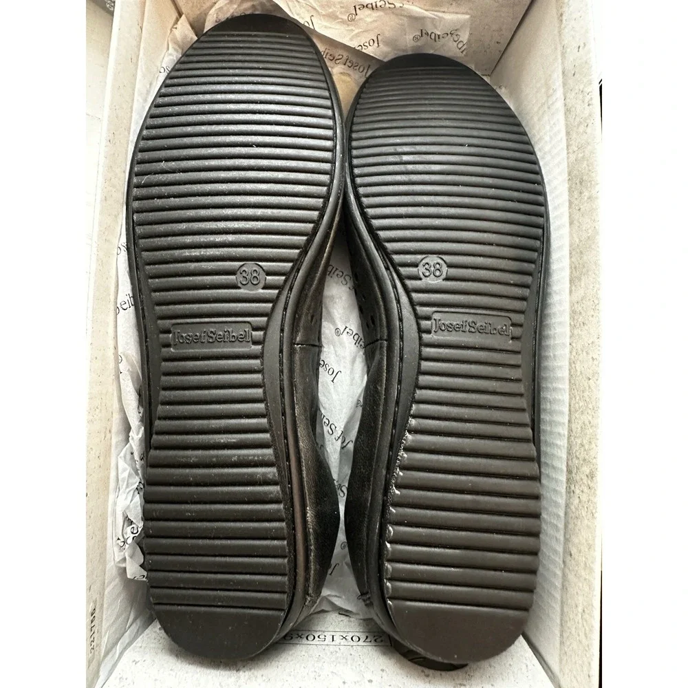 Josef Seibel Women's Pippa 29 Black Nesty Oil Burnish Leather Ballet Flat Sz 38